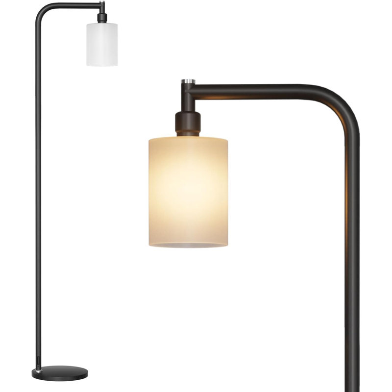 Lightdot Modern Industrial Floor Lamp With Clear Glass Shade, Dimmable E26 Base, Sturdy Weighted Design For Living Room, Bedroom, Or Office