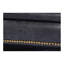 Canapé, cuir grainé avec structure en bois franc, noir - 3 sièges