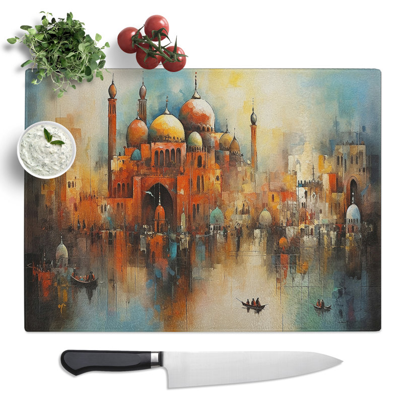 Venice Abstract No.2  Glass Chopping Board