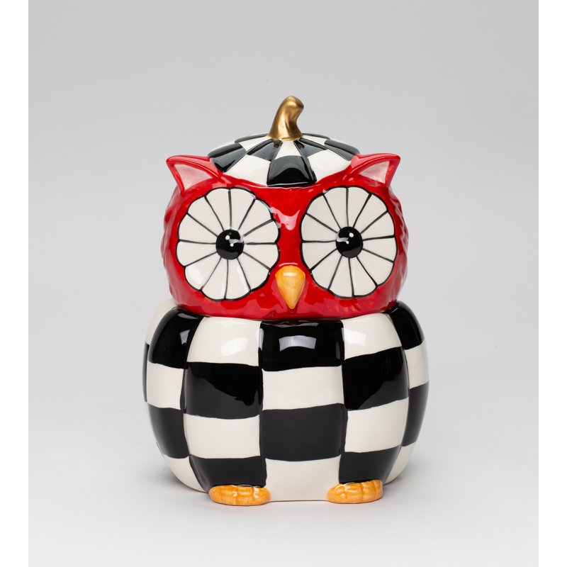 Checkerboard Owl Candy Jar