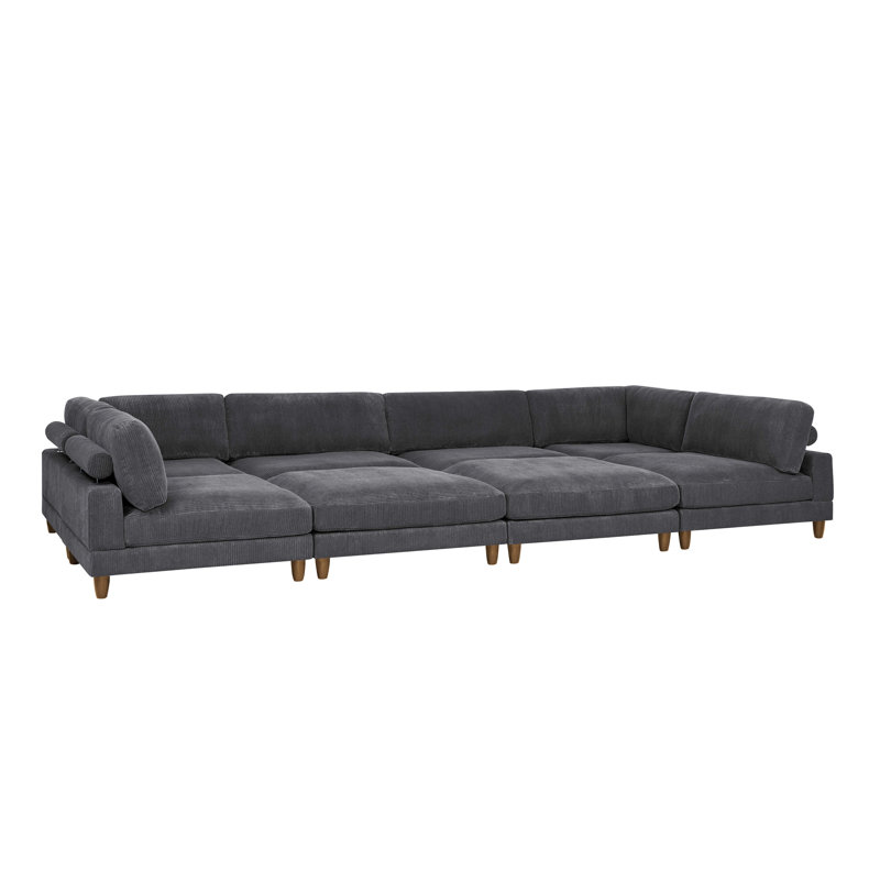 Canapé modulaire à large assise en velours côtelé, Dark Grey