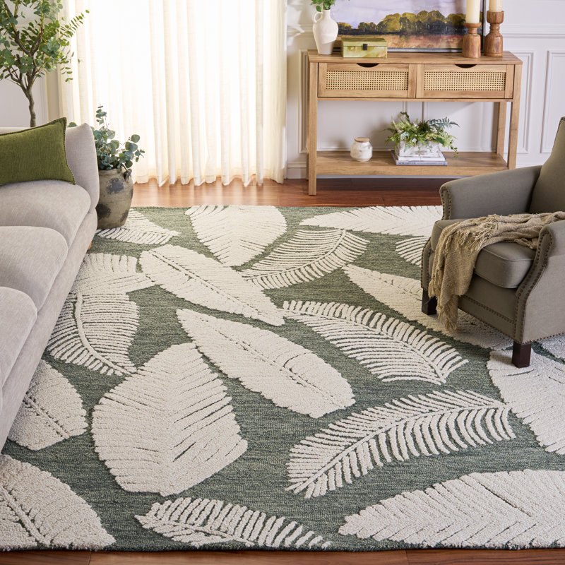 Jardin Hand Tufted Wool;Cotton Floral Indoor Rug, 8'-0" X 10'-0" Rectangle
