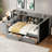 Gray Twin Size Daybed Upholstered In Velvet, With Drawers, Shelves, Flip Cabinets & Side Table - Functional Compact Apartments Shelving, And A Practical Furniture For Small Inviting Living Spaces-556348442