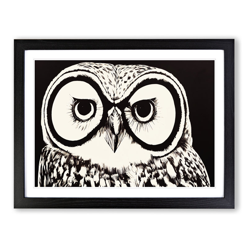Dynamic Owl - Single Picture Frame Print, 46cm H x 64cm W x 2cm D, Black