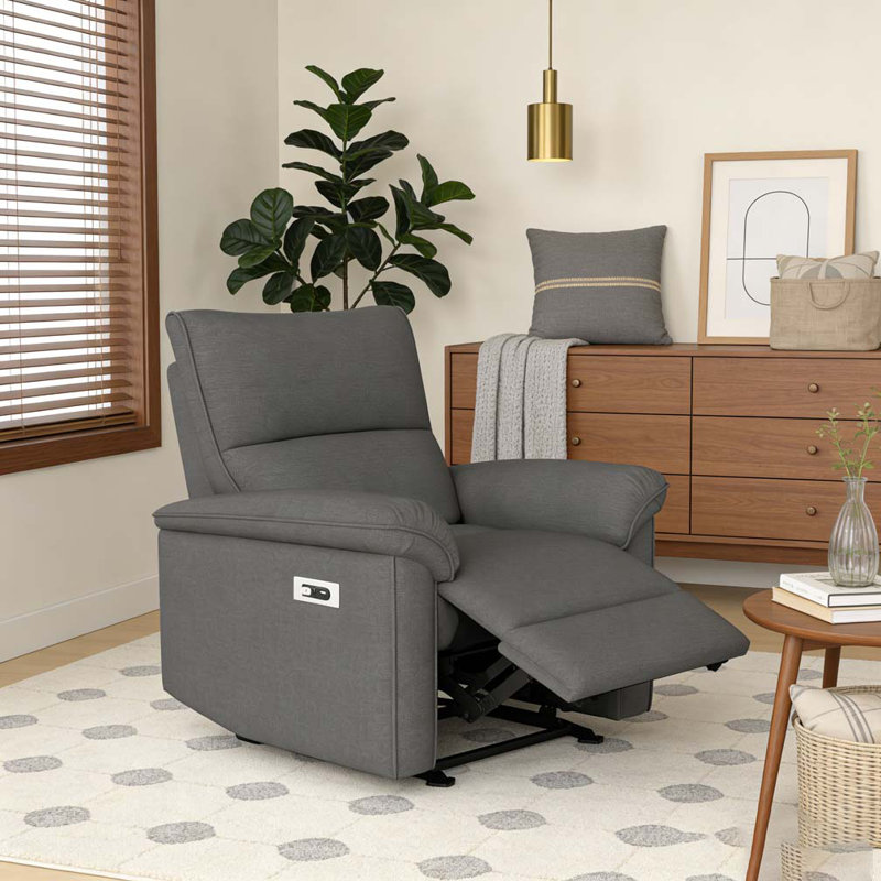 Fauteuil inclinable électrique Wall Wall, Snowflake Velvet Fabric, Gris foncé