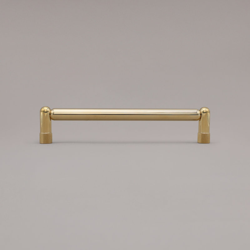 Poignée d'armoire moletée, 6", Unlacquered Brass