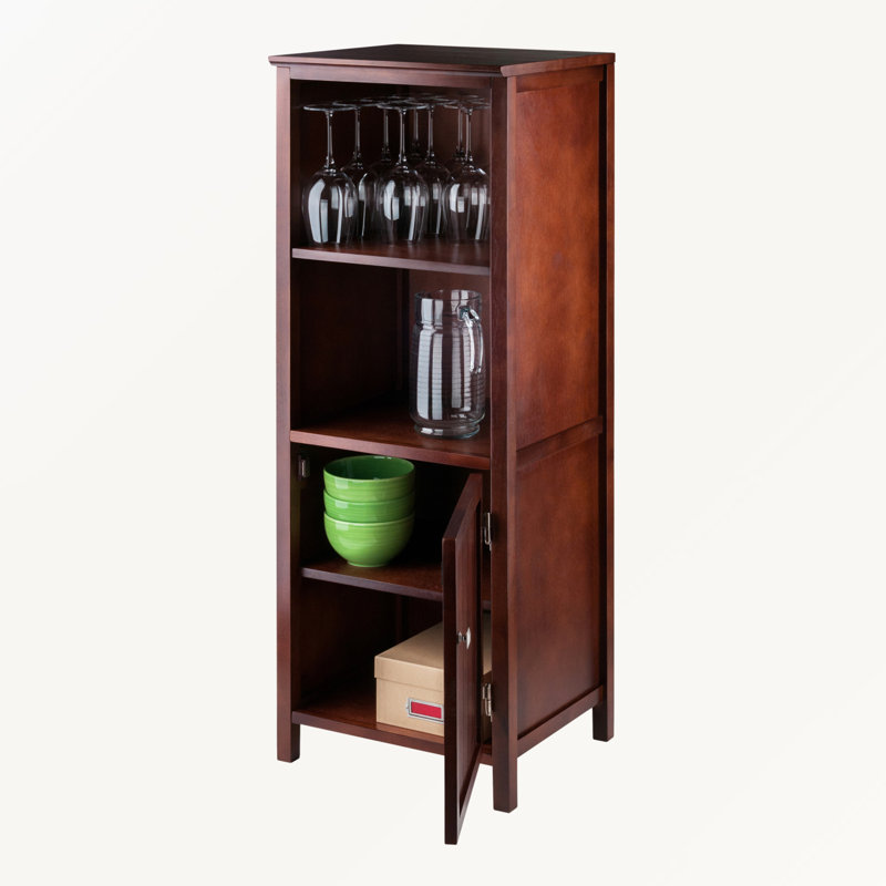 Armoire à 2 sections avec tablette ouverte en noyer Dominguez, H 47,18 po x l 17,11 po x P 15,55 po