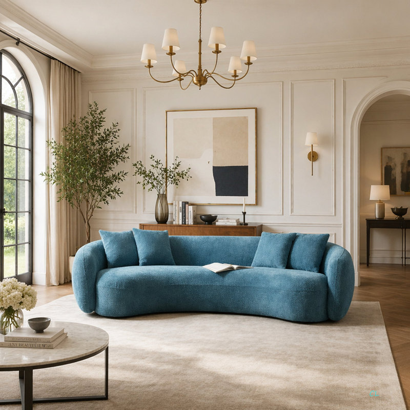 Canapé modulaire incurvé 102 po Boucle, Bleu