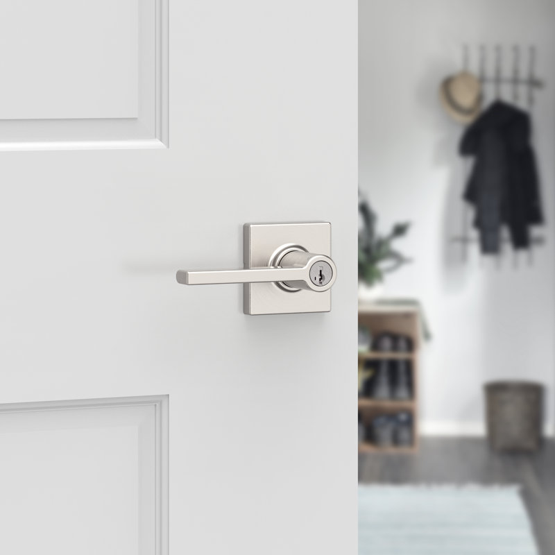 Levier de porte à clé Casey avec rosette Casey et SmartKey, Nickel satiné