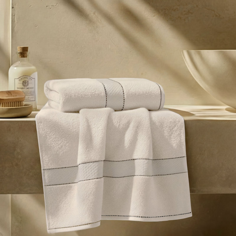 Serviettes de bain ultra-absorbantes en mélange de coton Niza, Ivoire ivoire
