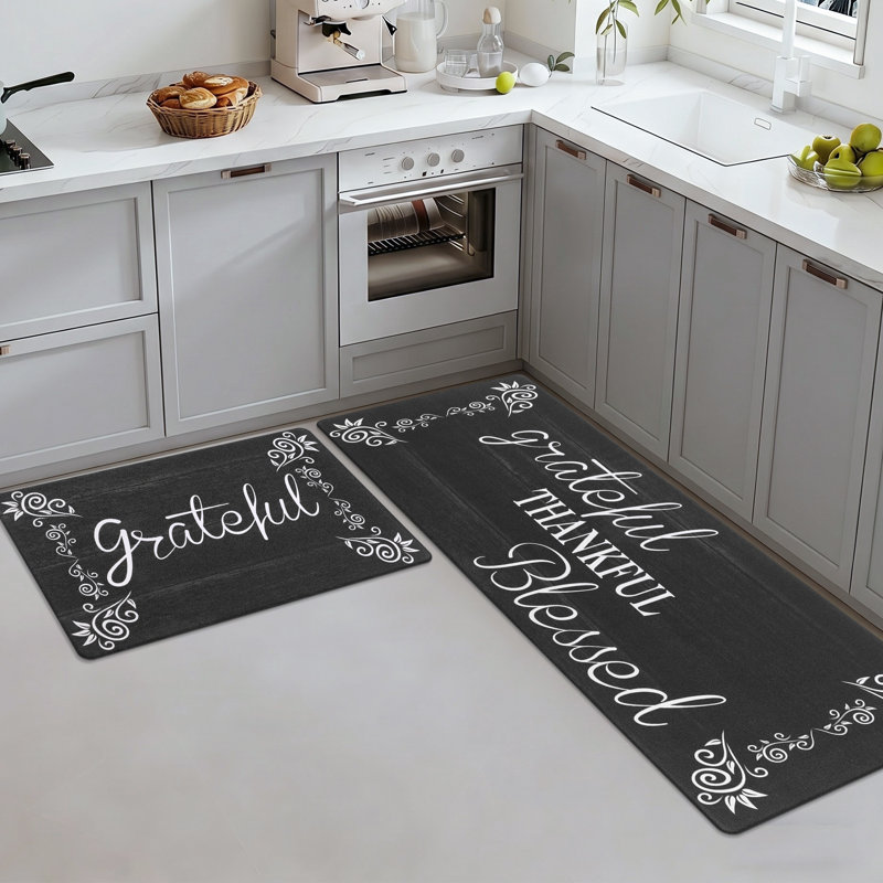Tapis et tapis de cuisine anti-fatigue (ensemble de 2), Noir, Tapis de couloir 20 po x 31,5 po + 20 po x 59 po