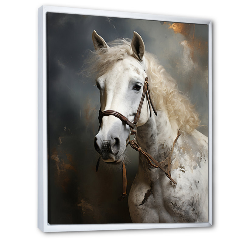 Kenneisha White Horse, H 20 po x l 12 po x P 1 po, Cadre flottant blanc