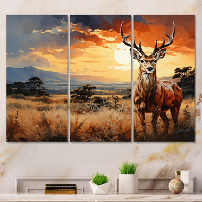 «Gazelle Landscape II» sur toile, reproduction de 3 pièces