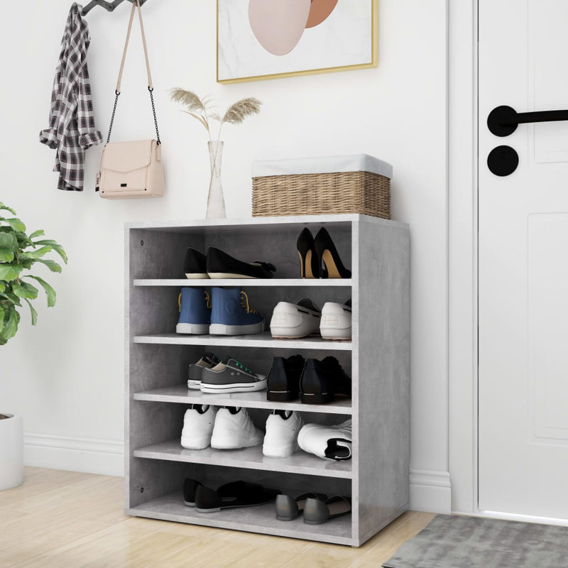  Armoire à chaussures en bois d'ingénierie blanc lustré 23,6 x 13,8 x 27,6 po, Bois recyclé