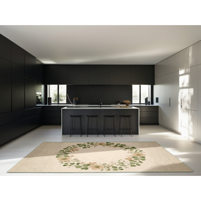 Soft Plush Faulk St Patties Modern & Contemporary Abstract Area Rug in Beige – SageGreen Binding, 7x10
