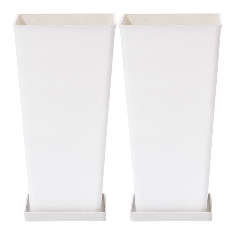 Amimma Tall Planters, 2 Set Large Rectangular Tall Planters for Outdoor Plants