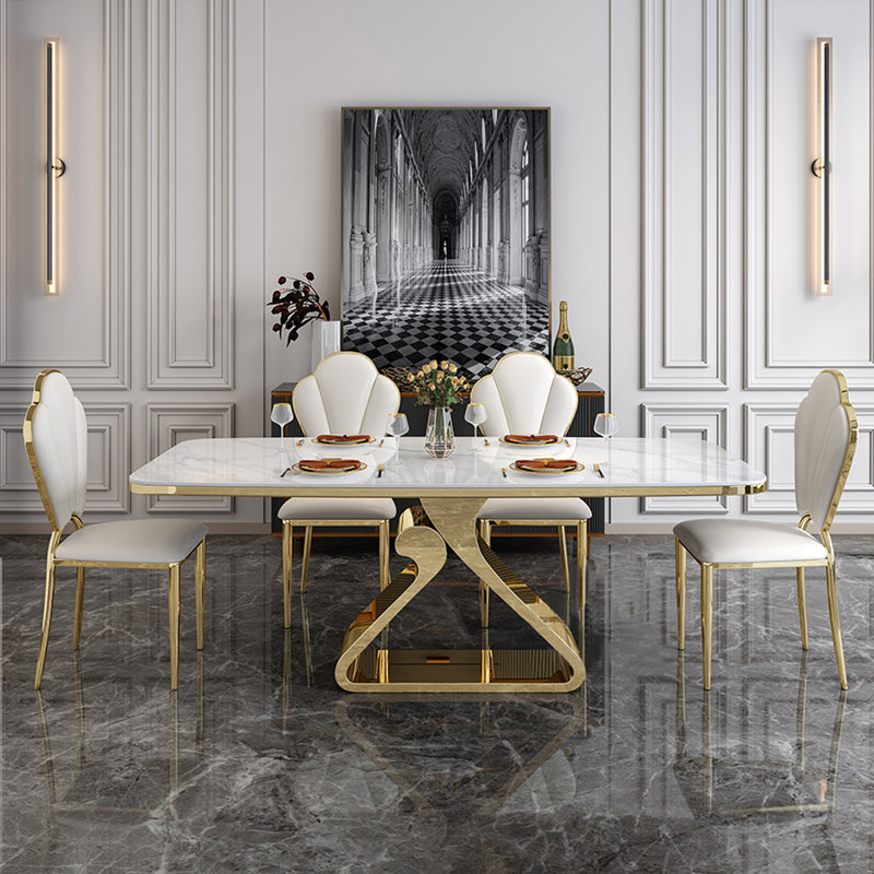 Pedestal Dining Set, 29.53" H x 70.87" L x 35.43" W, 9 