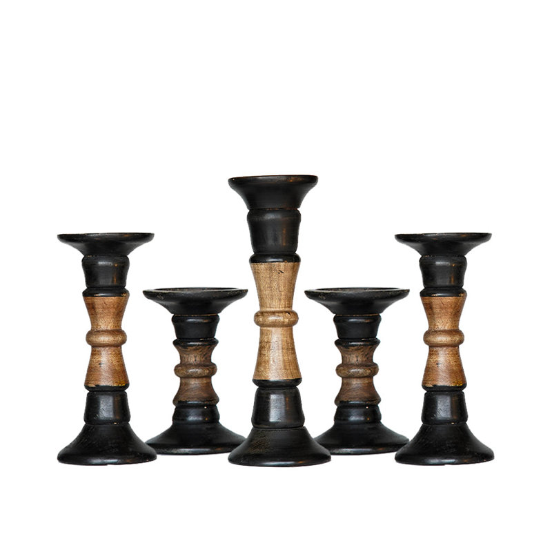 12'' H Wood Tabletop Pillar, Dark Polish