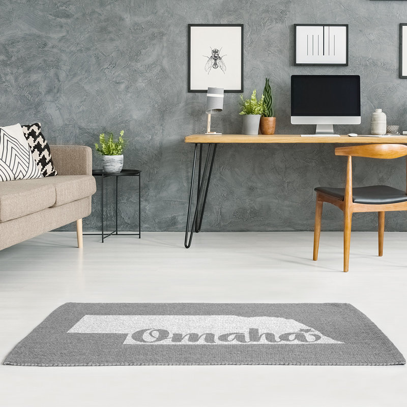 Tapis gris zone nebraska Omaha, Rectangle 5 pi x 7 pi