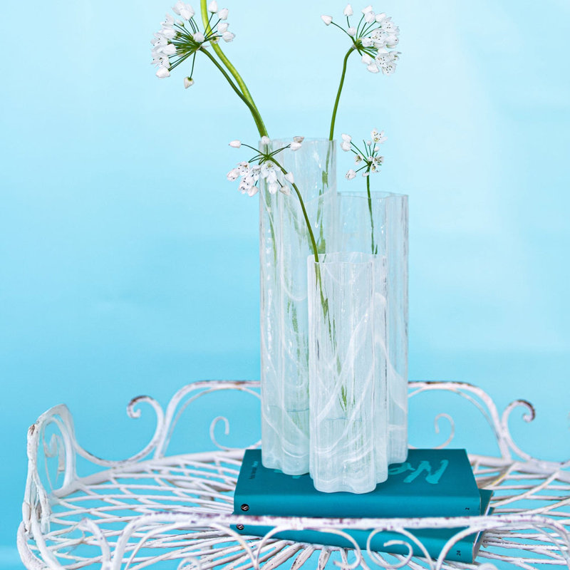 Flora Glass Vase, White
