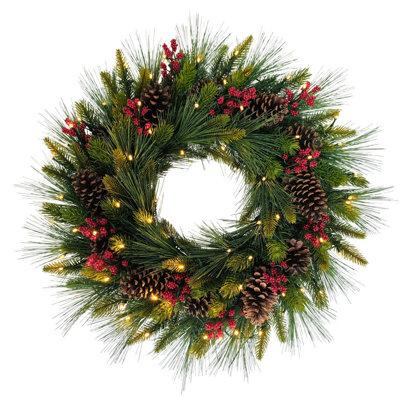 Pre-Lit Artificial Adorned Christmas Wreath