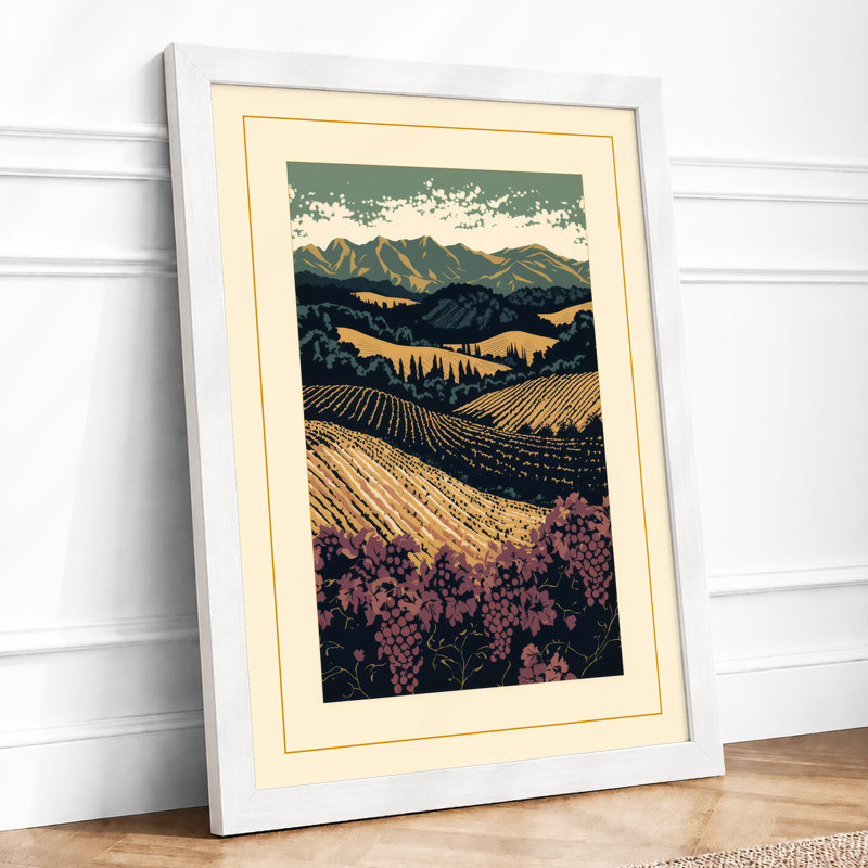 Mountain Valley Farm Japandi - Framed Print, A1 - 84.1 x 59.4 cm, White