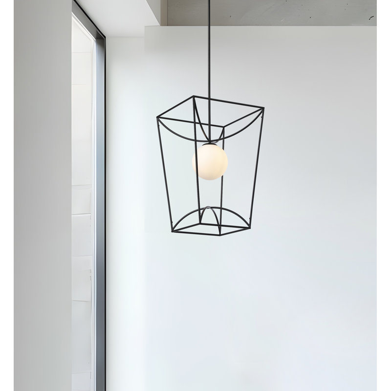 One-Light Black Glass Globe Lantern Pendant Lamp