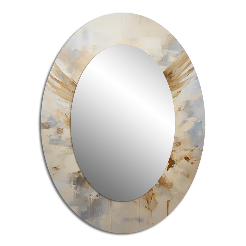 Miroir mural Minimalisme Beige et Doré Dove I - Beige, 40 po x 30 po