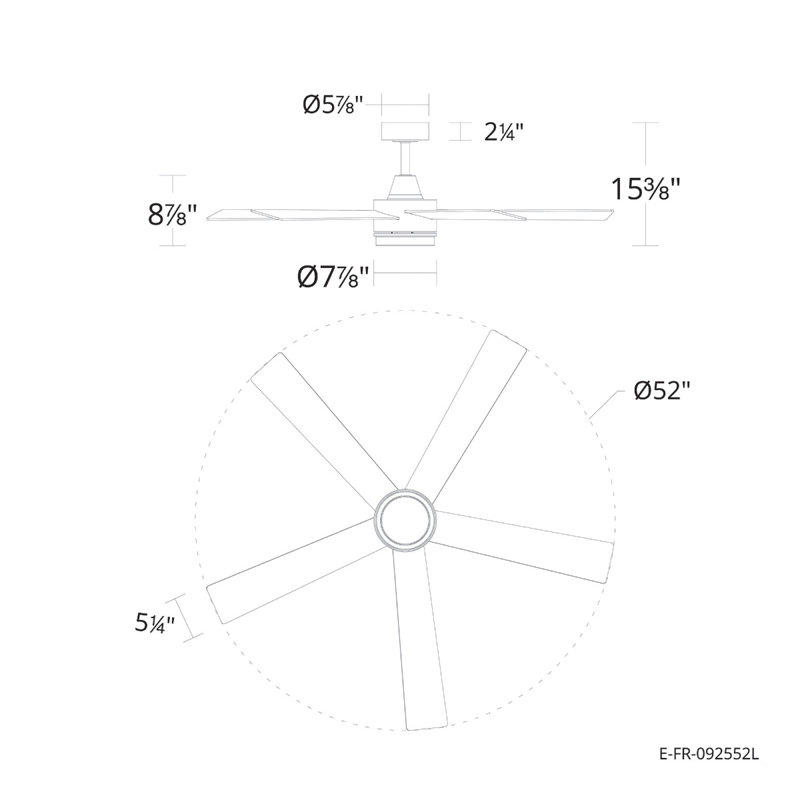 Vantage 52in 3-Blade Smart Ceiling Fan 2700K-6000K CCT Tunable Range LED Light Kit in White Hardware with Reversible Natural Wood or White Blades Works With iOS or Android App
