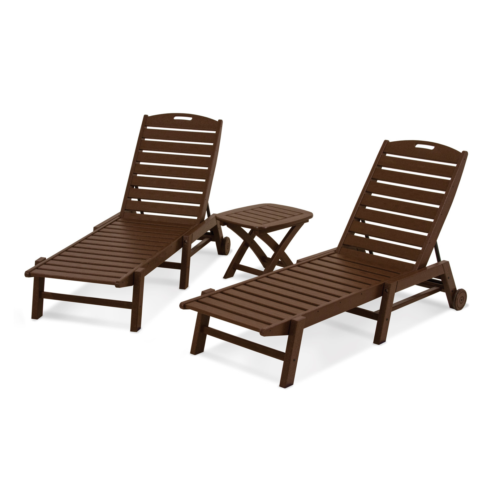 POLYWOOD® Nautical 27" Patio Chaise Lounge Set, Mahogany