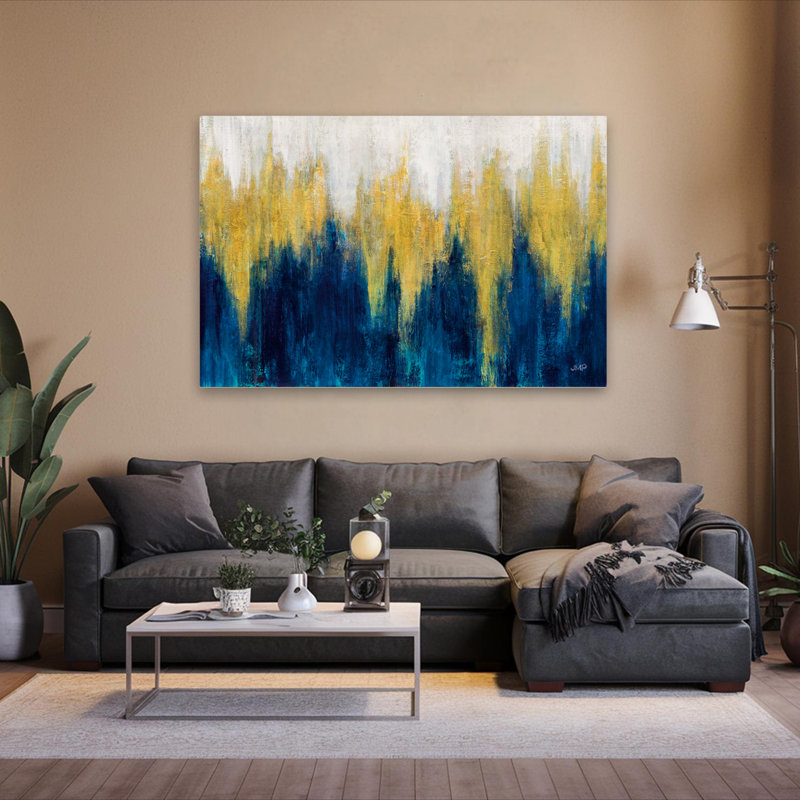 Art abstrait abstrait et lueur bleue II, H 40 po x l 60 po