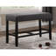 Banc de salle à manger à hauteur de comptoir en bleu avec mélange de tissu et garniture décorative revêtue de bois franc massif-1406766717