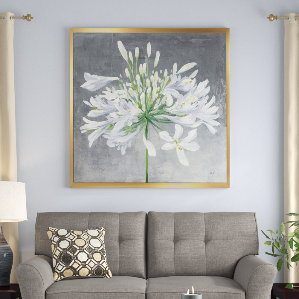 " Designart 'Flower Cleome Splash I' Traditional Floral Framed Canvas " East Urban Home 