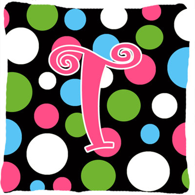 Monogramme Initial Polkadots intérieur/extérieur Throw Pillow