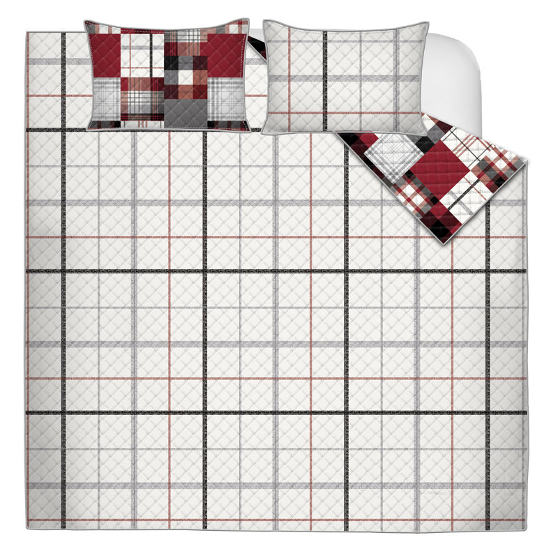 Polyester Plaid Quilt, Twin Quilt + 1 Sham