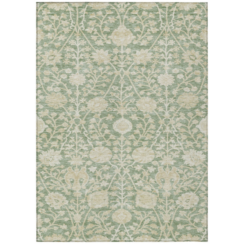 Sonnet Green Washable Indoor-Outdoor Rug - , 2'6" x 3'10"