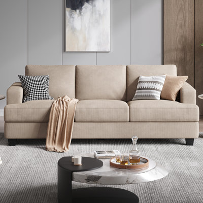 89 inch Corduroy Sofa Couch, 3 Seater Sofa With Square Arms For Living Room