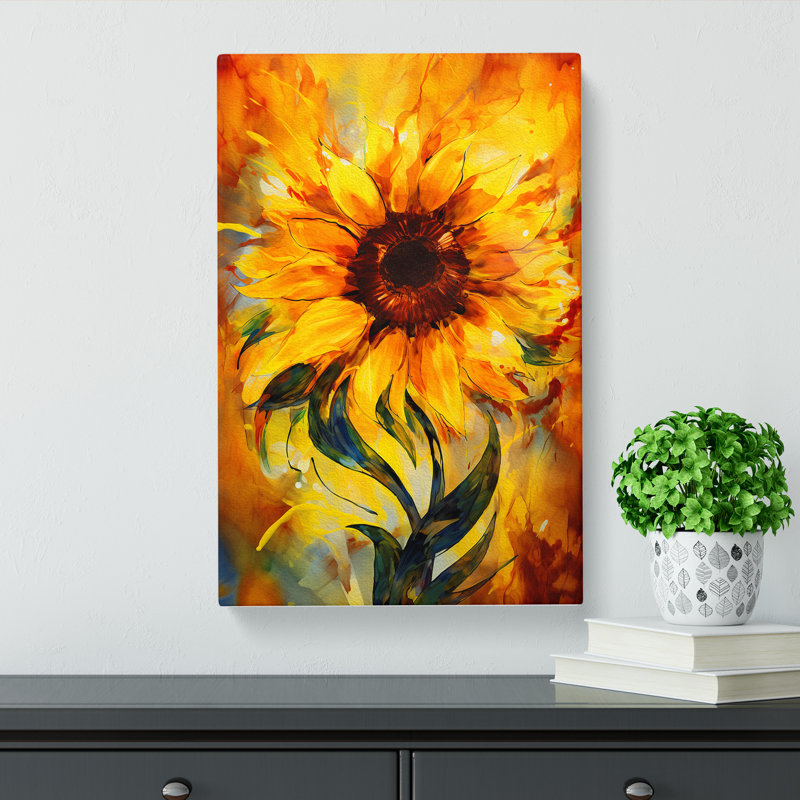 Sunflower Abstract - Wrapped Canvas, 76cm H x 50cm W x 3cm D