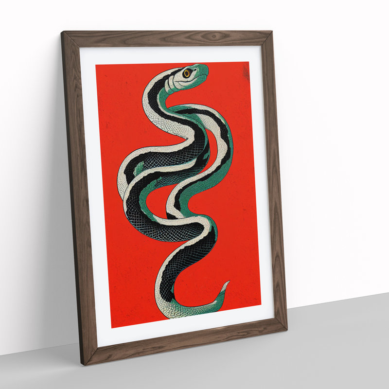 XV1022-3363X Painted Snake No.2 Abstract - Single Picture Frame Painting, 64cm H x 46cm W x 2cm D, Walnut Framed