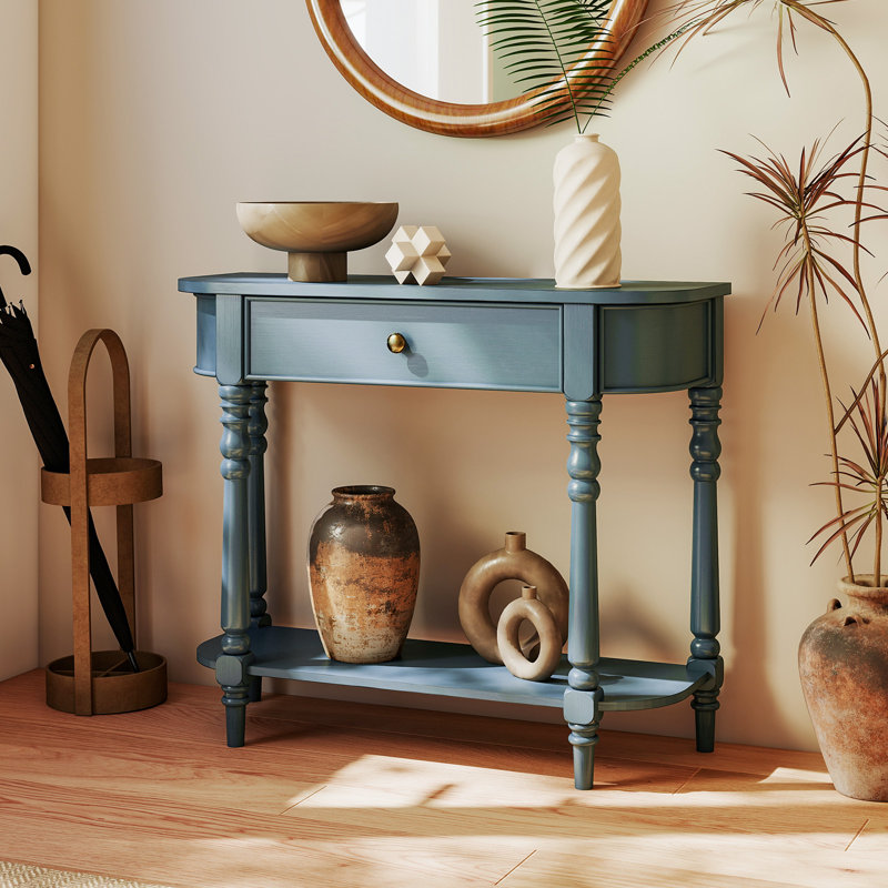 Console rétro en bois de 36 po avec tiroir de rangement et tablette ouverte, Brun