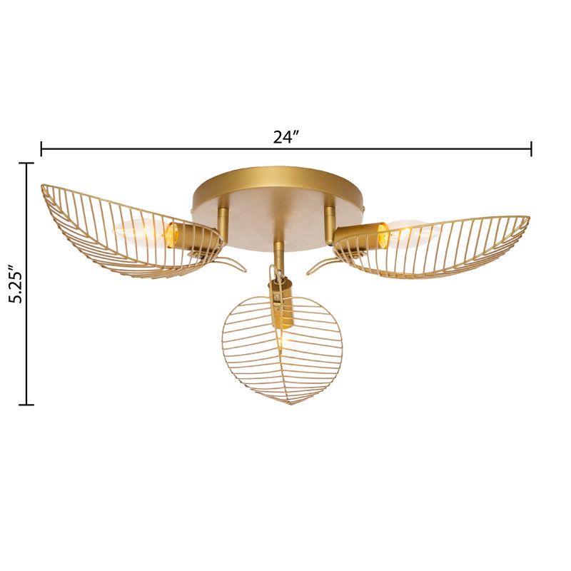 Pria 24"W Gold Leaf Shade Ceiling Light