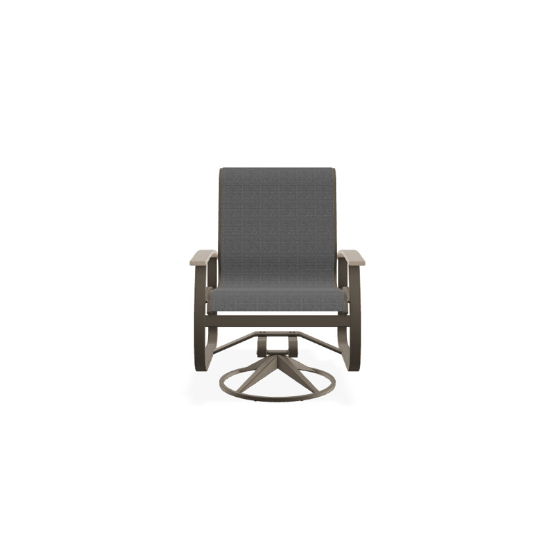 Belle Isle Outdoor Dining Armchair, Desert P60, Textured Snow, Titanium Sunbrella®