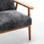 Fauteuil de 25,41 po de large gris - Design moderne de style Mid-Century, structure en bois massif, coussin en mousse confortable, revêtement élégant en microfibre et fauteuil pratique, bois, rembourrage, magnifique revêtement, polyvalent-15978971