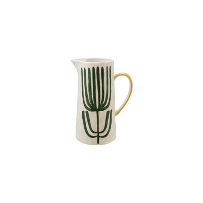 Stoneware Pitcher With Flower Design