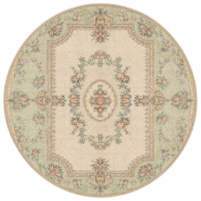Blende Oriental Cream Machine Woven Cotton Polyester Area Rug