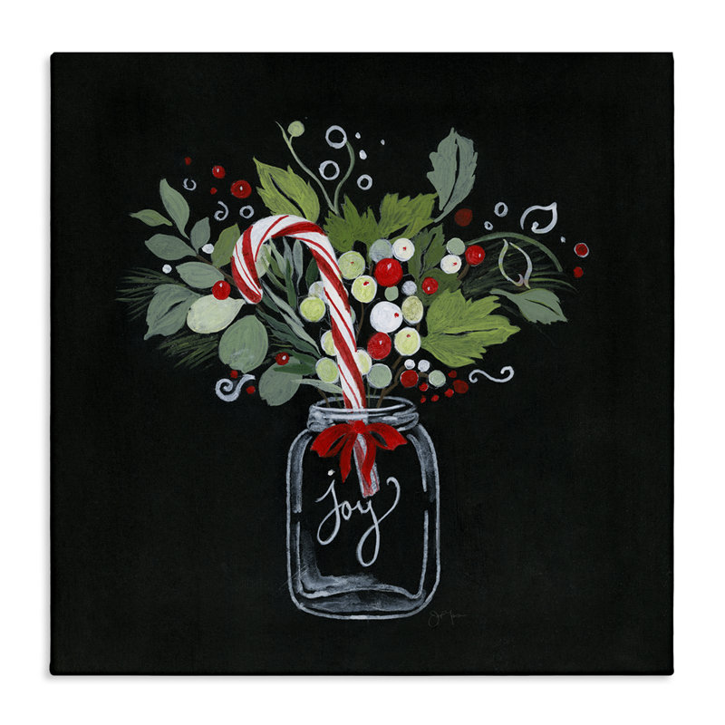 Art mural sur toile Joy Joy Cane Jar par Janet Tava, H 24 po x l 24 po