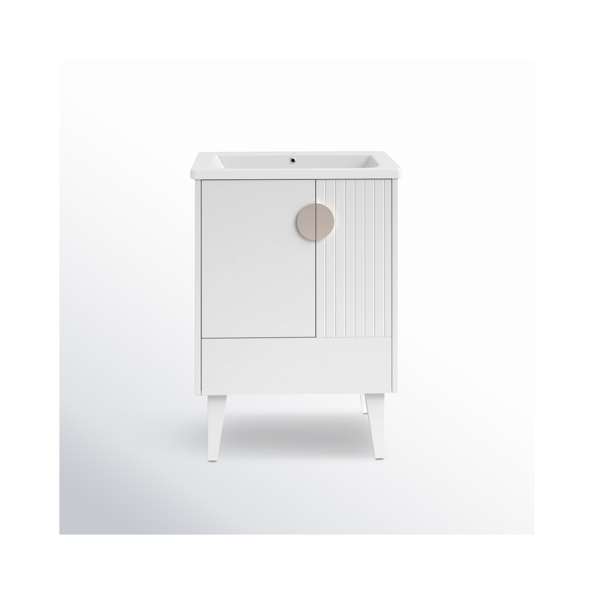 Saimah 24'' Single Bathroom Vanity, Satin Nickel, White Matte