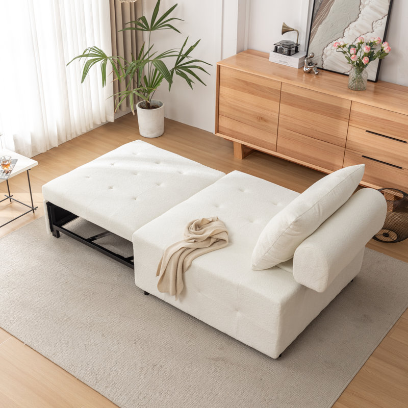 Canapé-lit rembourré convertible de 39 po Marnee, Polyester beige