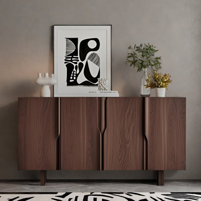 Console scandinave en bois massif minimaliste