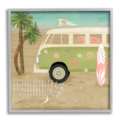 " Hippy Travel Van Beach Chair Picnic Ocean Scenery " by Beth Albert